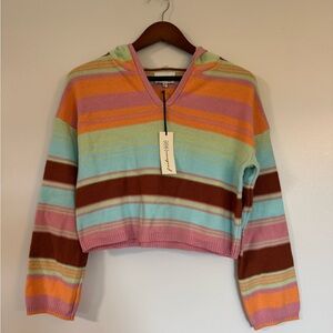 Freshman 1996 NWT Colorful Striped Knit Sweater Bbrown Pink Orange Size Small